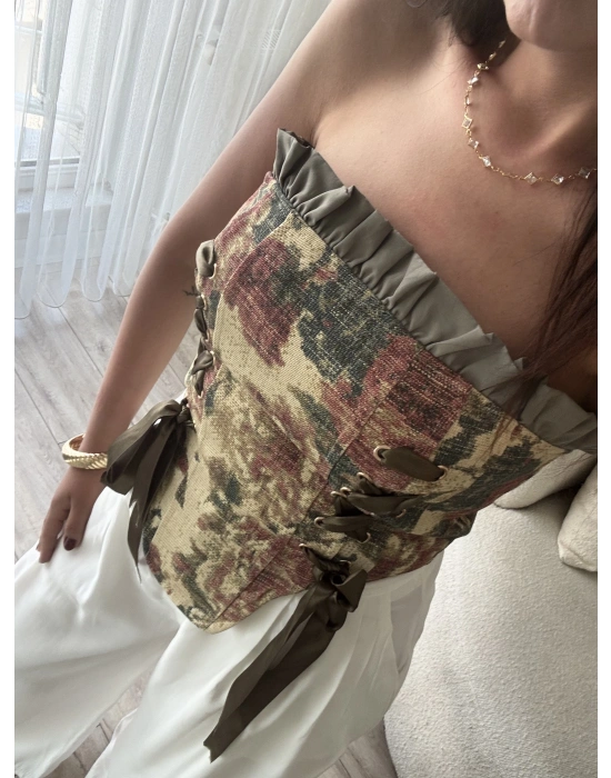 Vintage Desen Kurdeleli Korse