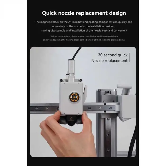 *0.2mm Bambu Lab A1, A1 Mini Hotend Seti - Sertleştirilmiş Çelik Nozzle-Klon