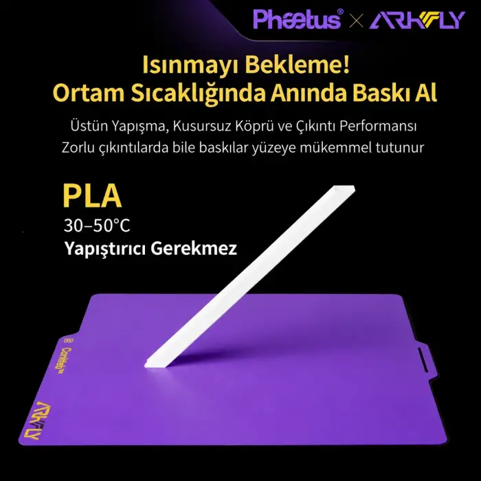 Phaetus P2S/X2D POPWEB Cool Plate 256×256 mm - Bambu Lab Baskı Tablası