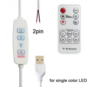 USB RF Kablosuz Dimmer LED Kontrolcü 2 Pin -Tek Renk LED