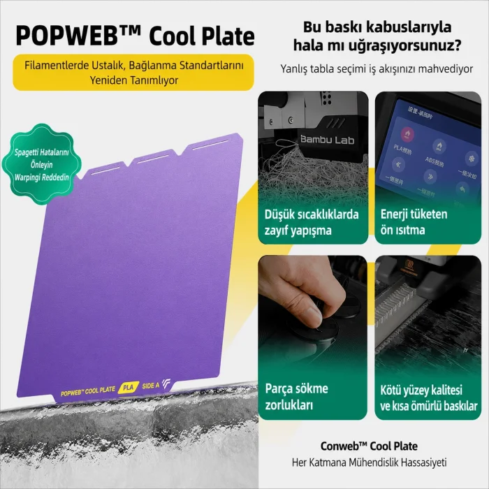 Phaetus U1 POPWEB Cool Plate 270×270 mm - Snapmaker U1 Baskı Tablası