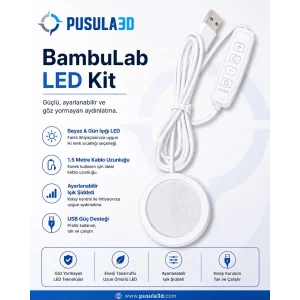 Bambu Lab LED Lamp Kit 001 Uyumlu 3D Baskı LED Lamba Kiti 5v - 3W-6 LEDLİ Beyaz (Ayarlanabilir Işık Şiddeti)
