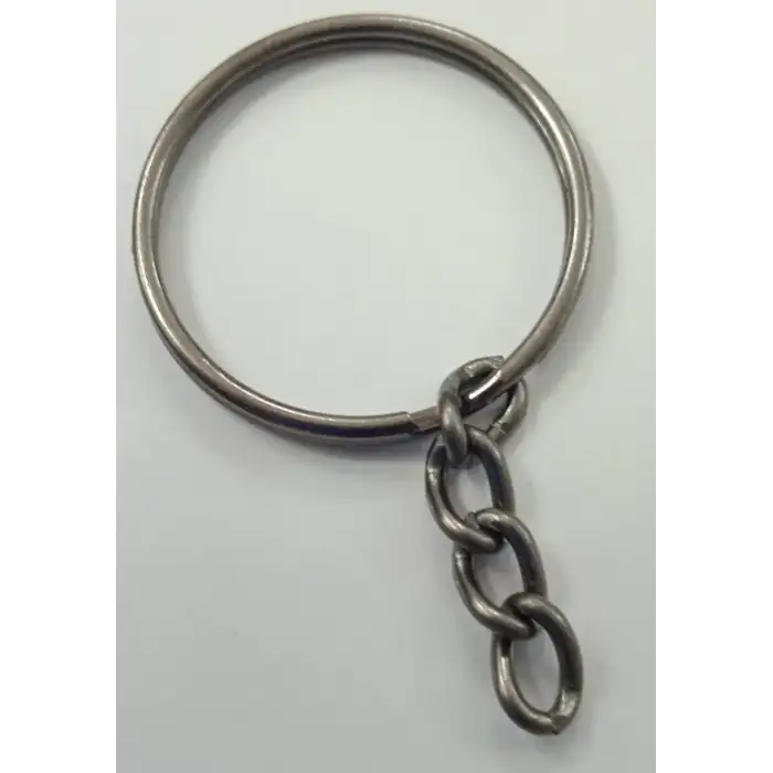2 cm Zincirli Anahtarlık Halkası Üstten Tel Nikel - (100 Adet )