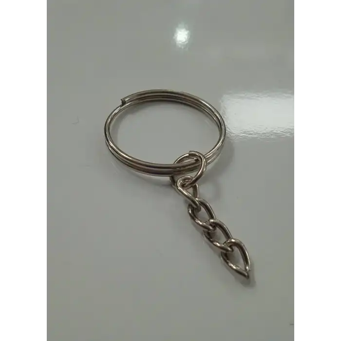 2 cm Zincirli Anahtarlık Halkası Üstten Tel Nikel - (1000 Adet )