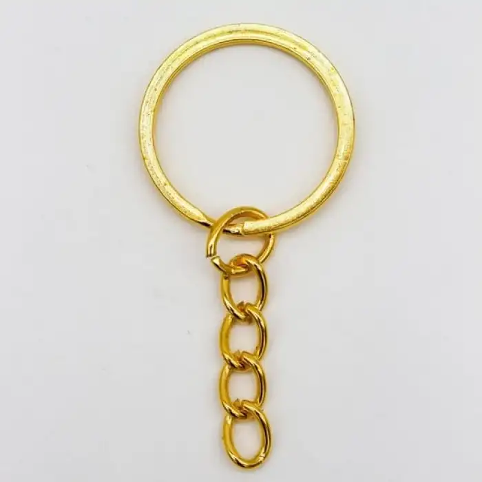 2,5 cm Zincirli Anahtarlık Halkası Gold - (100 Adet )