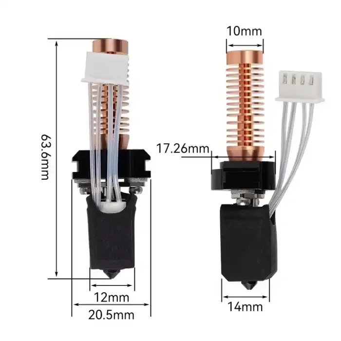 Flashforge 5M-5M Pro Yükseltilmiş Hotend Dairesel Bakır Gövde-Sertleştirilmiş Nozzle-0.4mm-Klon