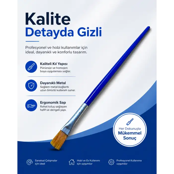 Mavi Renkli Düz Boya Fırçası -1 ADET