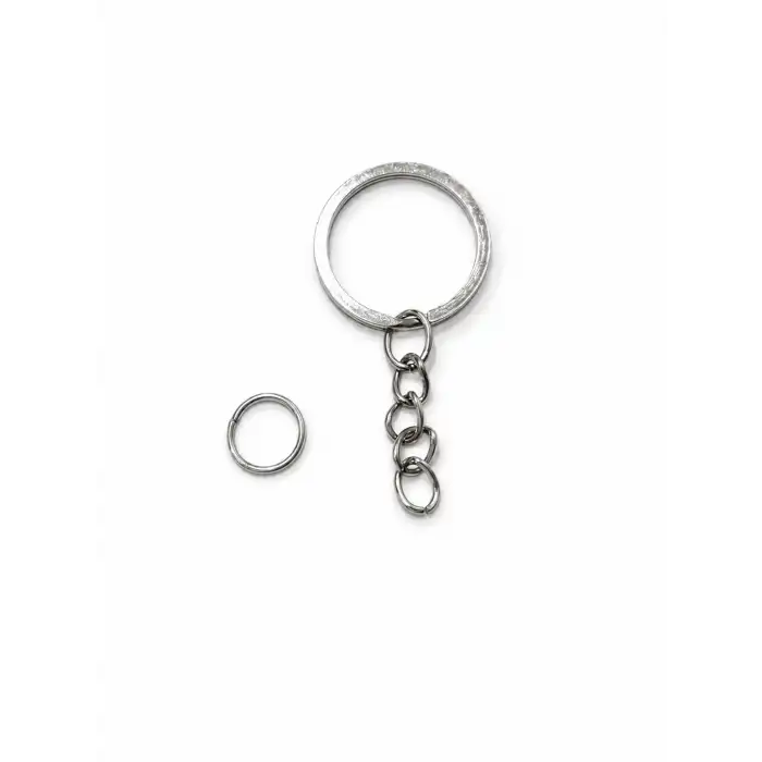 2,5 cm Zincirli Anahtarlık - Gümüş -100 adet