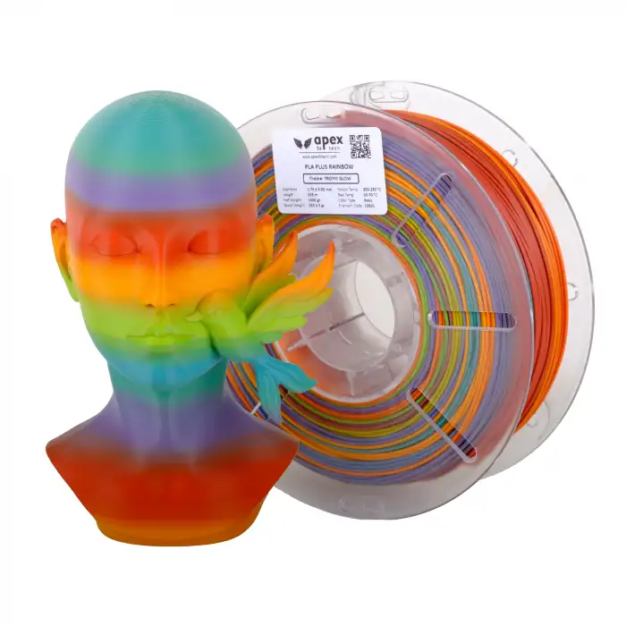 Apex3D Tech Rainbow PLA+ Filament - Tropic Glow, 1kg, 1.75mm
