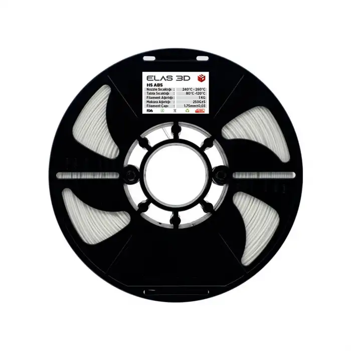 Elas 3D HS Abs Filament Beyaz 1.75mm 1kg