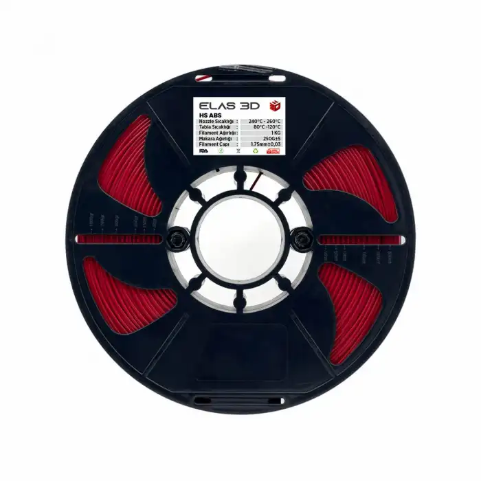 Elas 3D HS Abs Filament Kırmızı 1.75mm 1kg