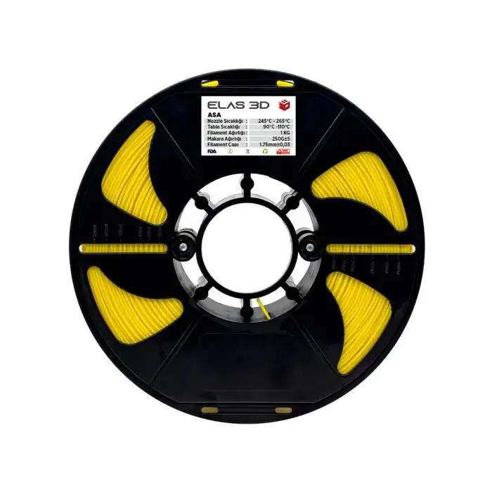 Elas 3D ASA Filament Sarı 1.75mm 1kg