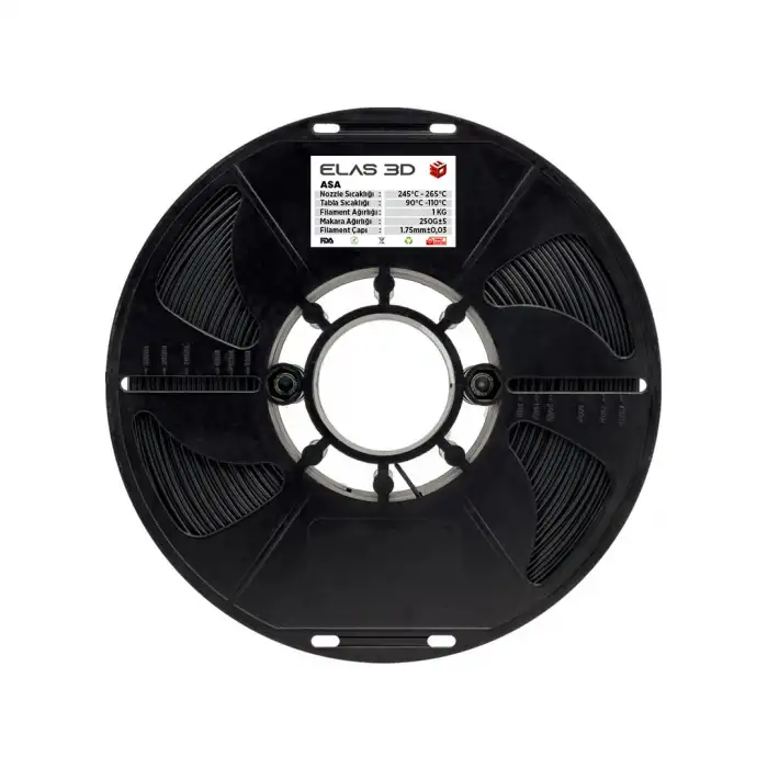Elas 3D ASA Filament Siyah 1.75mm 1kg