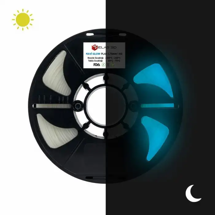 Elas Pla Plus Filament Mavi Glow 1.75mm 1kg