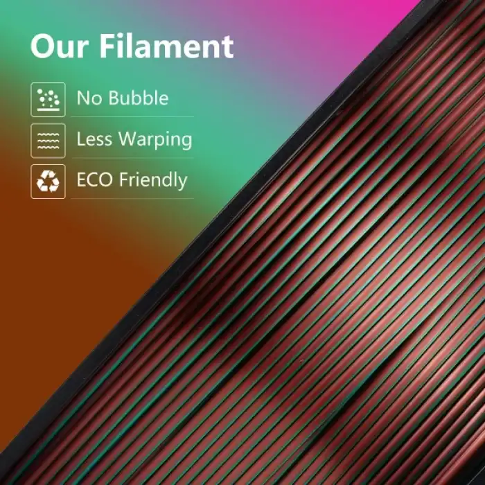 Kingroon PLA Silk Üçlü Renk Filament - Yeşil Mor Bakır 1.75mm 1Kg