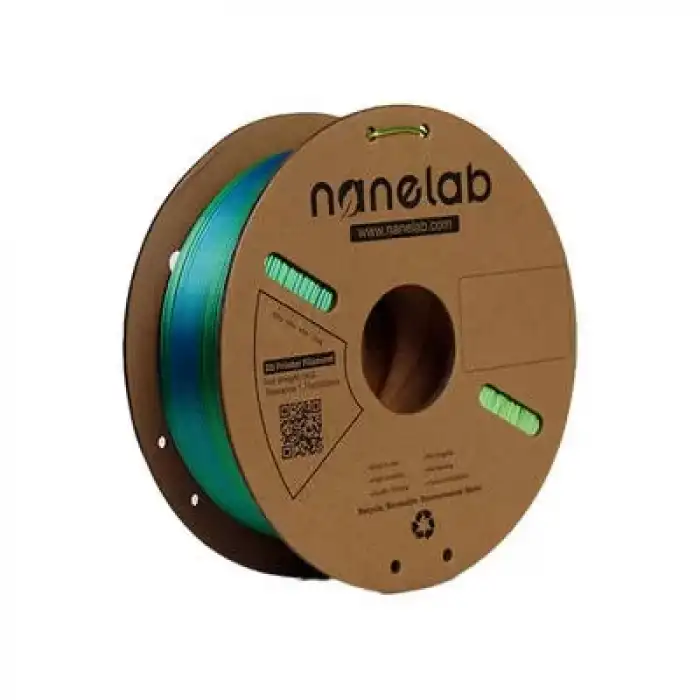 Nanelab Üç Renk Silk PLA Filament - Sarı-Mavi-Yeşil - 1.75mm - 1Kg
