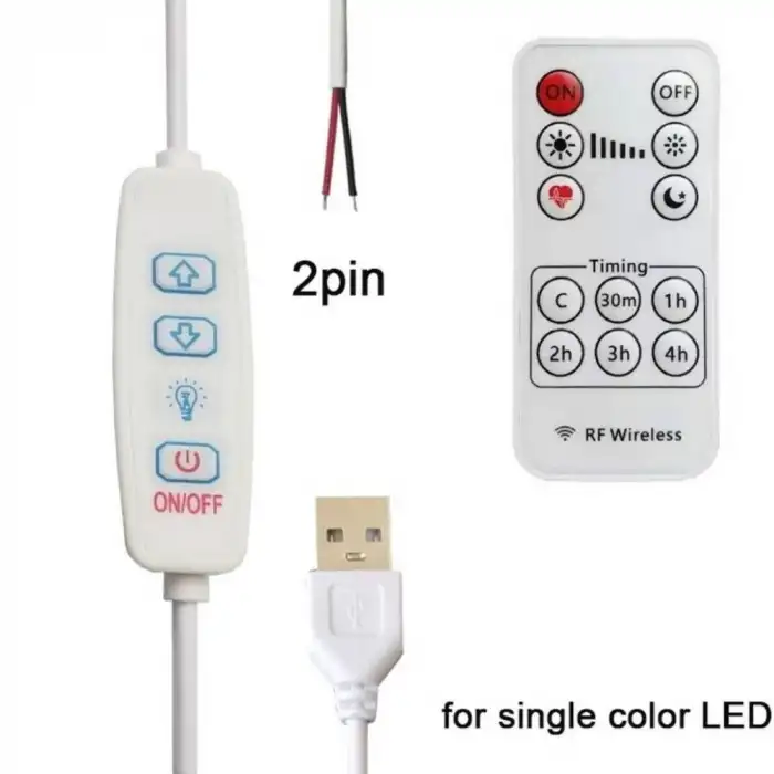 USB RF Kablosuz Dimmer LED Kontrolcü 2 Pin -Tek Renk LED