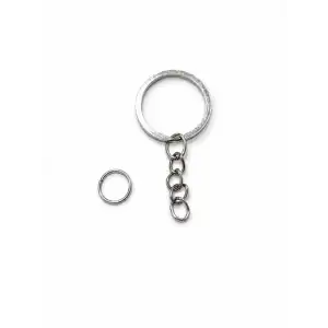 2,5 cm Zincirli Anahtarlık - Gümüş -100 adet