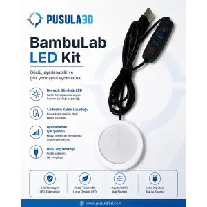Bambu Lab LED Lamp Kit 001 Uyumlu 3D Baskı LED Lamba Kiti 5v - 1.5 metre USB Kablolu Gün Işığı (Ayarlanabilir Işık Şiddeti)