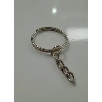 2 cm Zincirli Anahtarlık Halkası Üstten Tel Nikel - (1000 Adet )