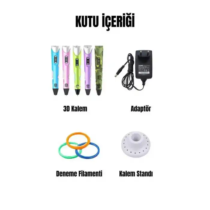 3D Printing Pen - 3D Baskı Kalemi - Mavi - Full Set