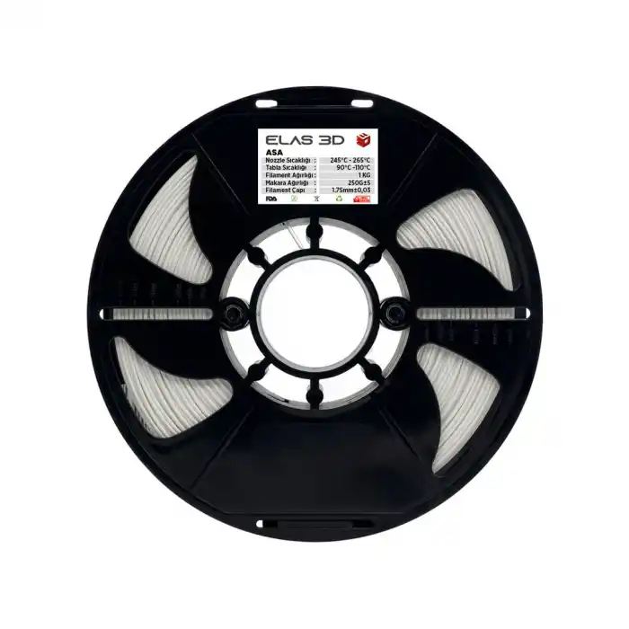 Elas 3D HS ASA Filament Beyaz 1.75mm 1kg