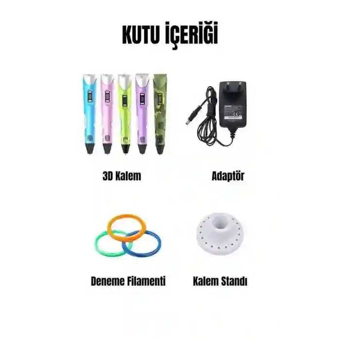 3D Printing Pen - 3D Baskı Kalemi - Mavi - Full Set