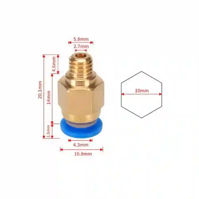 3D Yazıcı PC4-M6 Pnömatik Konnektör