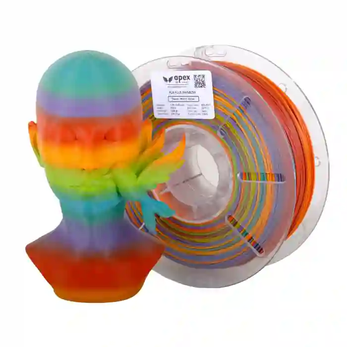 Apex3D Tech Rainbow PLA+ Filament - Tropic Glow, 1kg, 1.75mm