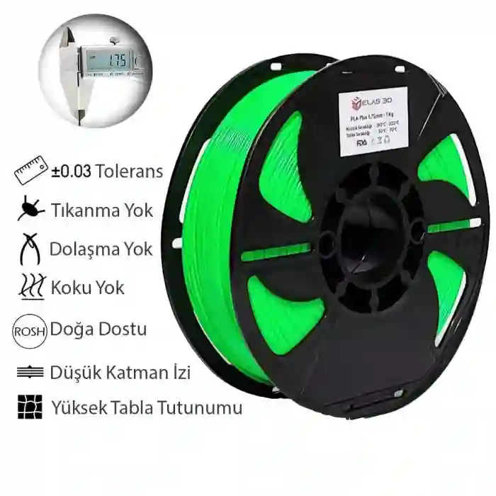 Elas Pla Plus Filament Fıstık Yeşili 1.75mm 1kg