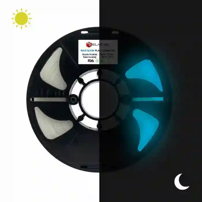 Elas Pla Plus Filament Mavi Glow 1.75mm 1kg