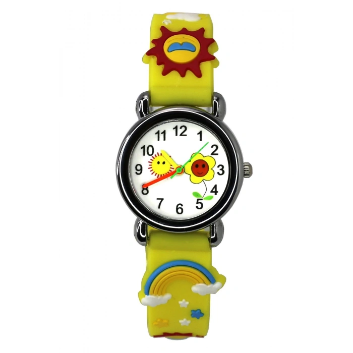 Rodium Çocuk Kol Saati Güneş Ay Desenli 12008 Sarı