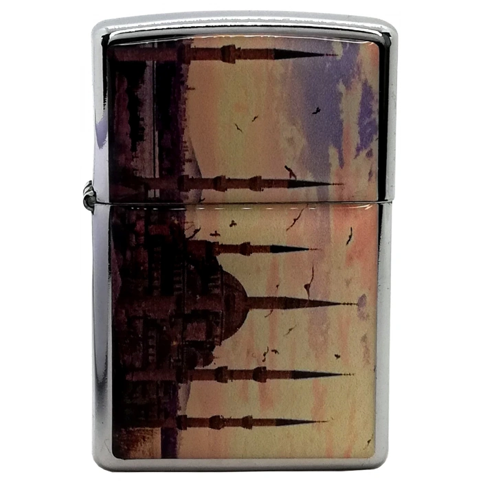 Rodium Benzinli Çakmak Cami Baskılı Krem