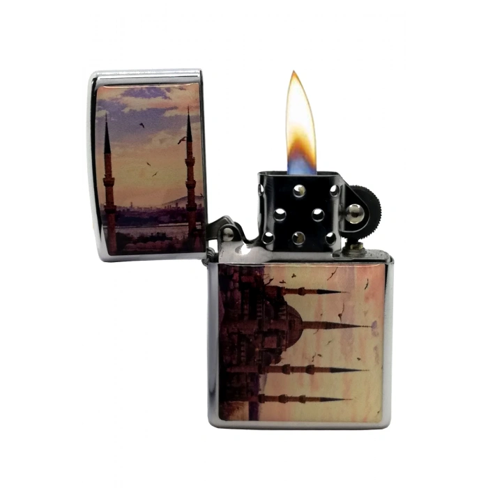 Rodium Benzinli Çakmak Cami Baskılı Krem