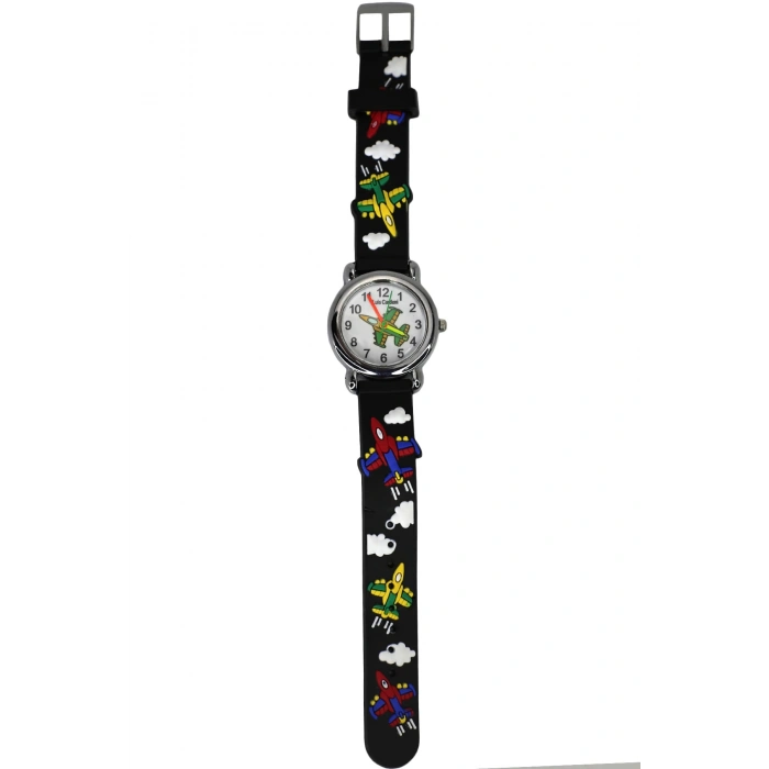 Rodium Çocuk Kol Saati Uçak Desenli12028 Mavi (Siyah)