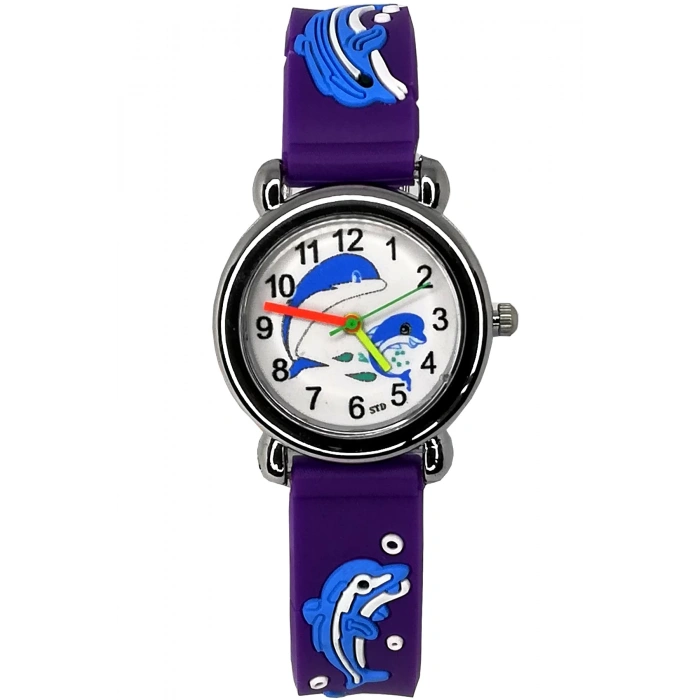 Rodium Çocuk Kol Saati Yunus Balık Desenli 12021 Mor