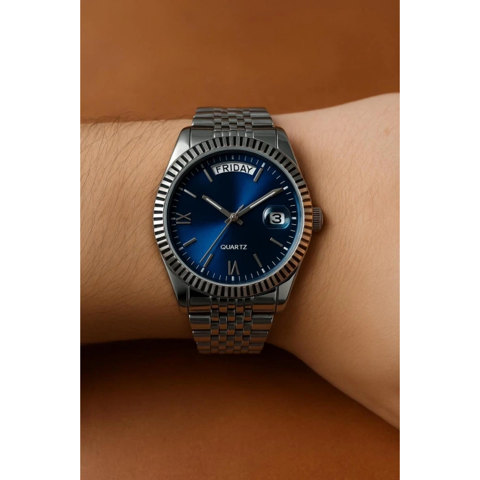 Rodium Erkek Çelik Kol Saati Gümüş