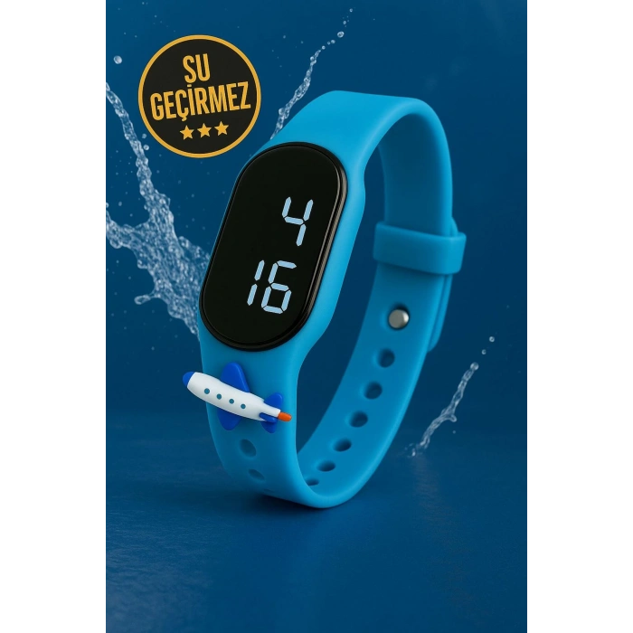 Rodium Çocuk Kol Saati Dokunmatik Led Su Geçirmez Uçak Mavi (Akıllı Saat Değildir)
