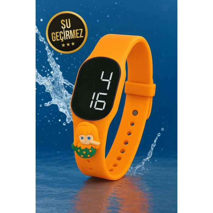 Rodium Çocuk Kol Saati Dokunmatik Led Su Geçirmez Denizkızı Turuncu (Akıllı Saat Değildir)
