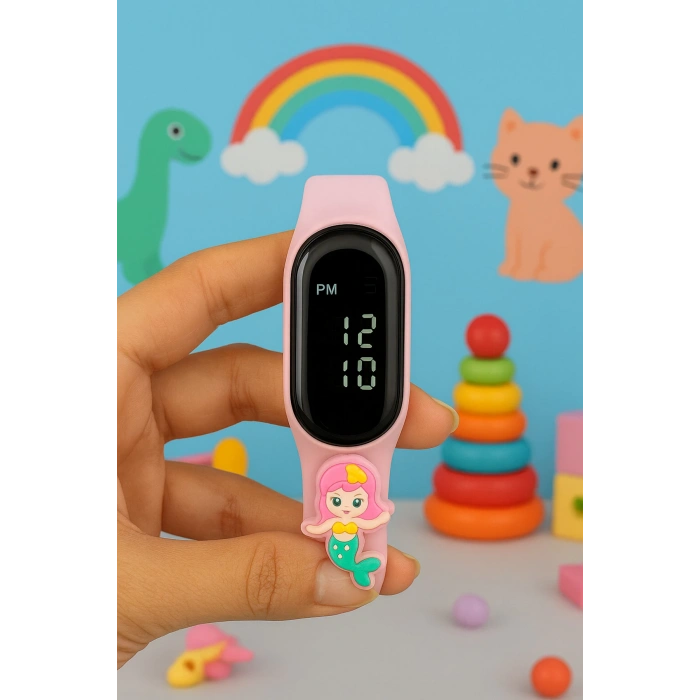 Rodium Çocuk Kol Saati Dokunmatik Led Su Geçirmez Tavşan Pudra Pembesi  (Akıllı Saat Değildir)