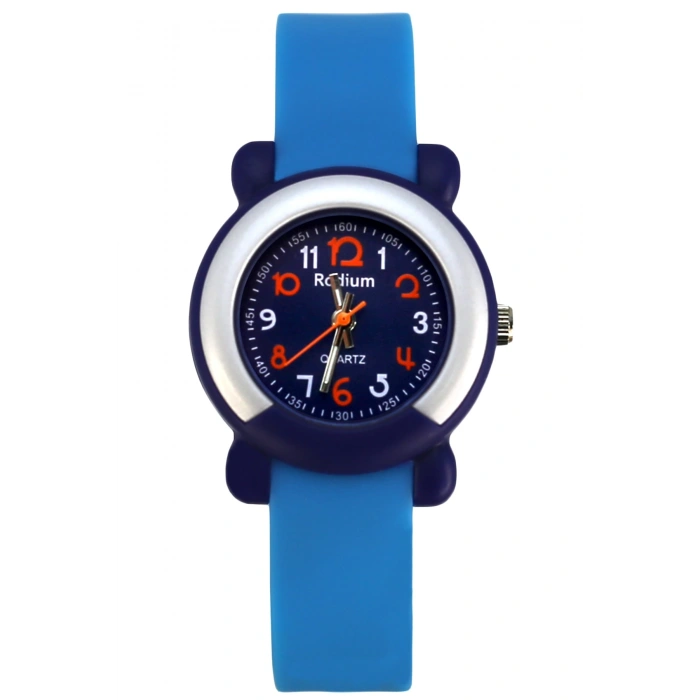 Rodium Çocuk Kol Saati Su Geçirmez Analaog Siyah (8846) (Lacivert Kasa Mavi Kordon)