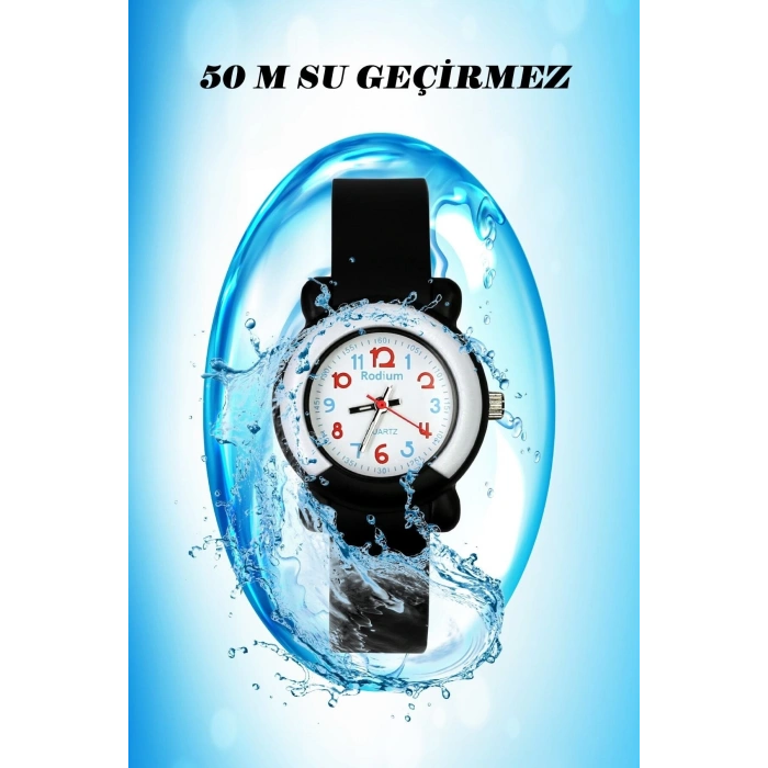 Rodium Çocuk Kol Saati Su Geçirmez Analaog Siyah-1 (8846) (Siyah)