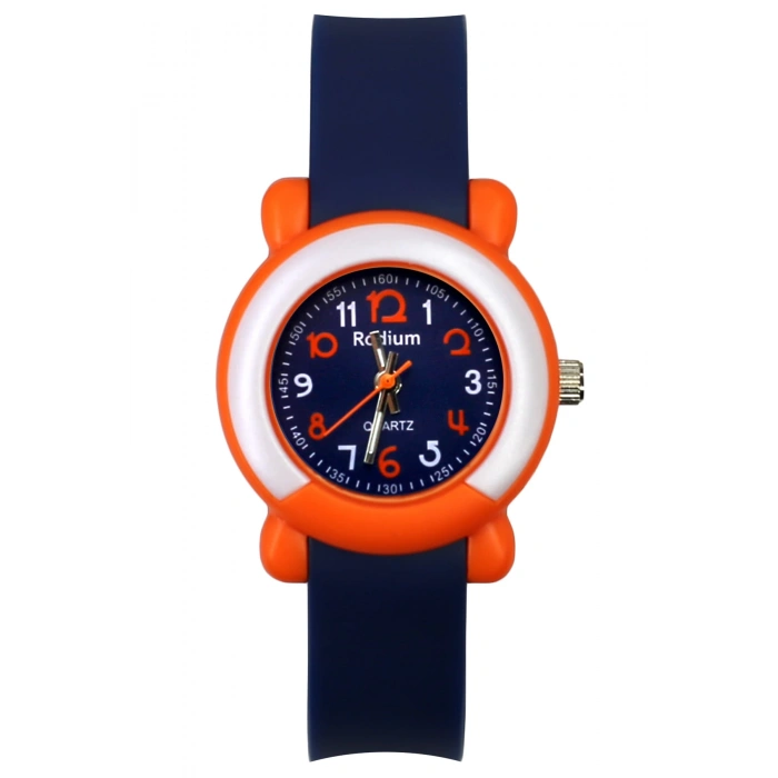 Rodium Çocuk Kol Saati Su Geçirmez Analaog Turuncu (8846) ( Kasa Lacivert Kordon)