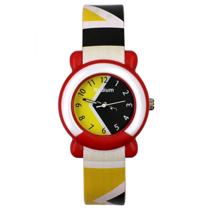 Rodium Çocuk Kol Saati Su Geçirmez Analaog Kırmızı-Sarı-Siyah (2216)