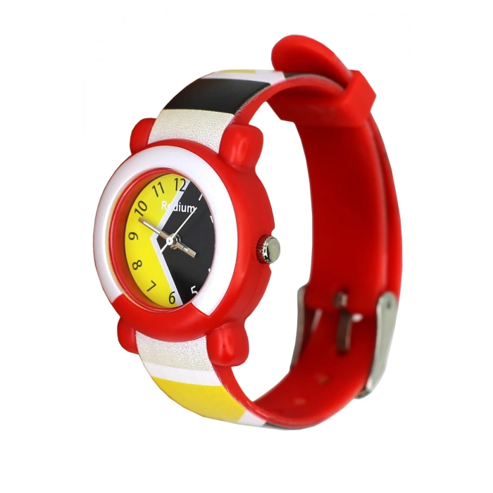 Rodium Çocuk Kol Saati Su Geçirmez Analaog Kırmızı-Sarı-Siyah (2216)