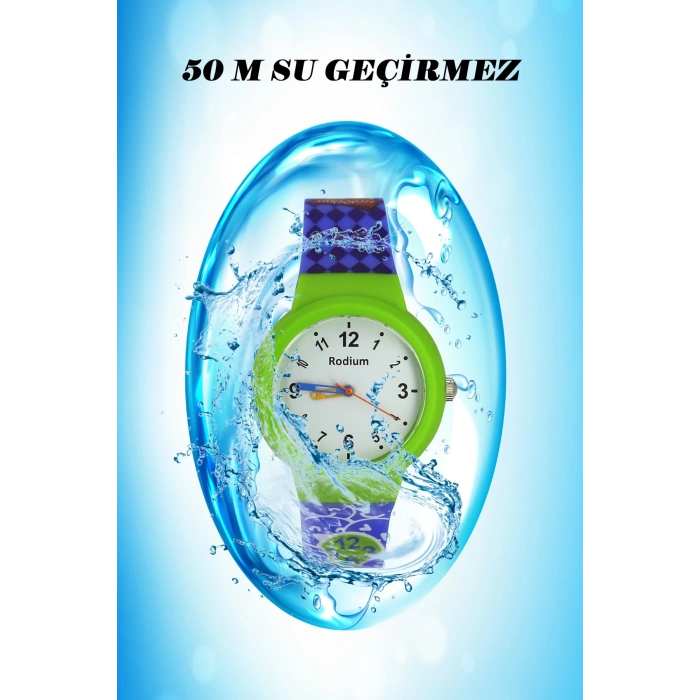 Rodium Çocuk Kol Saati Su Geçirmez Analaog Yeşil-Lacivert (2220)