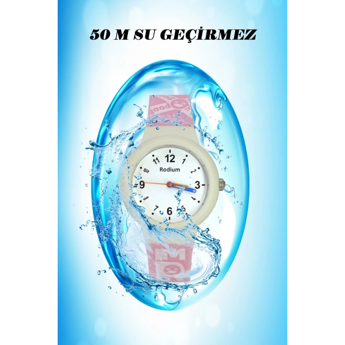 Rodium Çocuk Kol Saati Su Geçirmez Analaog Pembe-Beyaz (2220)