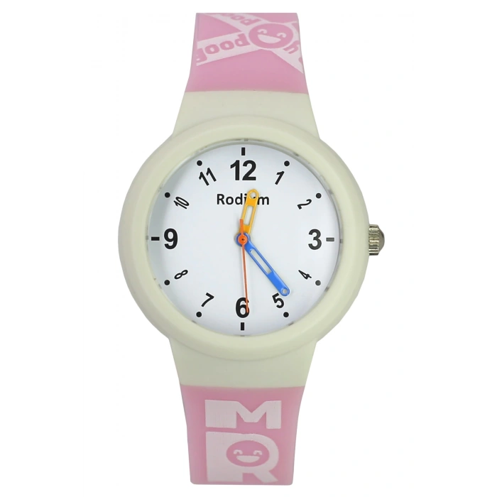 Rodium Çocuk Kol Saati Su Geçirmez Analaog Pembe-Beyaz (2220)