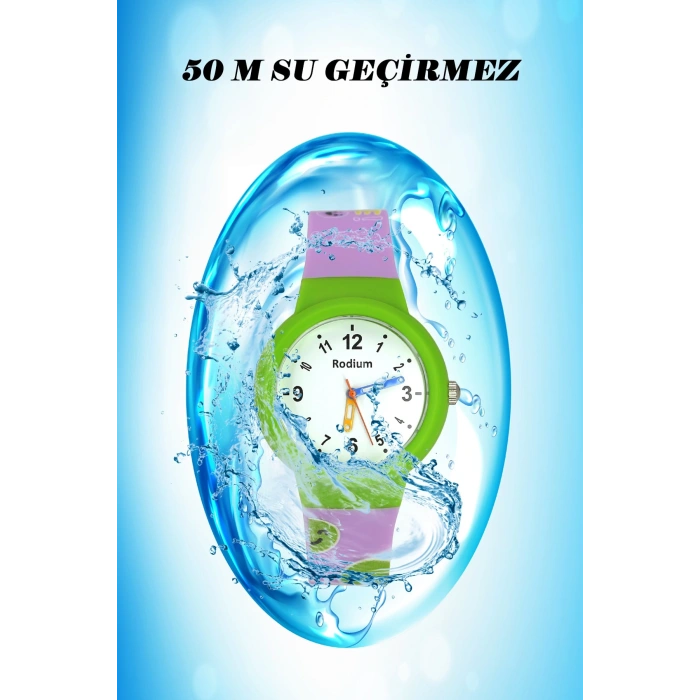 Rodium Çocuk Kol Saati Su Geçirmez Analaog Yeşil-Lila (2220)