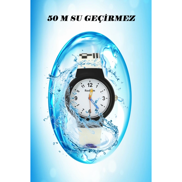 Rodium Çocuk Kol Saati Su Geçirmez Analaog Siyah-Beyaz (2220)
